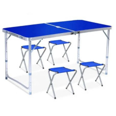 Складной стол для пикника Folding Table 120х60см + 4 стула синий